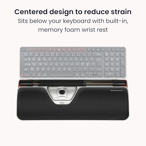 Contour RollerMouse Red Ergonomic Mouse for Shoulder Forearm Wrist Strain Relief for RSI Carpal Tunnel Centered Rollerbar 6 Customizable Buttons 10 Speed Settings Mac/PC Compatible - Wireless - Plus - size: Plus, style: Wireless