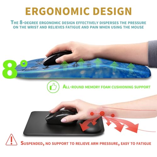 Hokafenle Ergonomic Mouse Pad Wrist Support with Massage Design, Wrist Rest Pain Relief Mousepad with Memory Foam&Non-Slip PU Base, Mouse Pads for Wireless Mouse & Desk (12x8 inch,Stay Positive) - color: HK034-Stay Positive