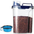 TIOVERY Dog Food Storage Container, 5-7 Lbs Airtight Pet Food Container, Cat food Container Dispenser with Portable Handle, Pouring Spout and a Collapsible bowl for Dogs Cats Navy Blue/6Qt - color: Blue 6Qt