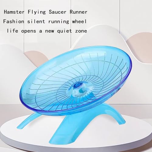 Hamster Flying Saucer Silent Running Wheel, 7 Inch, Suitable for Guinea Pigs, Hamsters, Hedgehogs and Other Small Animals to Ensure Safe Exercise（Blue）