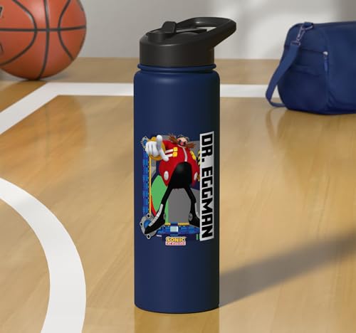 Sonic the Hedgehog - In the Zone - Dr. Eggman Stainless Steel Insulated Water Bottle - color: Navy Blue