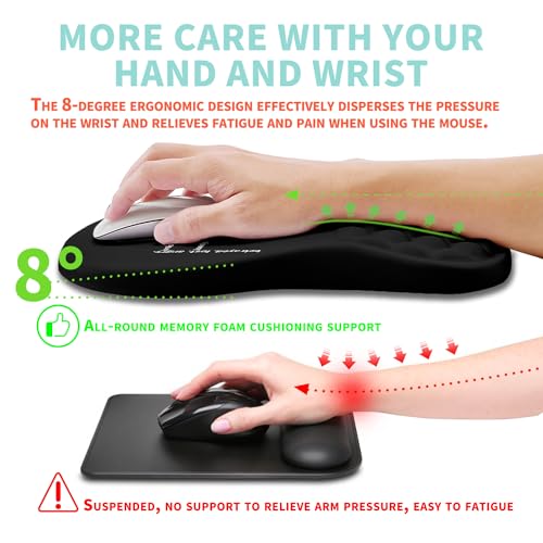Ergonomic Mouse Pad Wrist Support with Memory Foam Massage Bulge, Carpal Tunnel Pain Relief Mousepad Wrist Rest for Mouse(12x8 inch, I Am Fine) - color: Kg022-i Am Fine