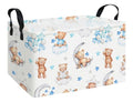 Rectangular Bear Storage Bin, Fabric Closet Organizer Basket | Einforced side grips, foldable holder arranges clothing and bedroom personal belongings - color: REC Cute Bear