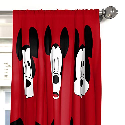 Jay Franco Kids Window Drapes - 4 Piece Curtain Set Includes 2 Tiebacks, Beautiful Bedding Room Décor and Easy Set Up, Red - Mickey Mouse, 84 Inch