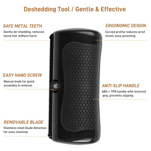 Deshedding Dog Brush, Dog Brush for Shedding Dogs Cats Horses Short Hair | Easy Clean Deshedding Tool Removes Loose Fur & Undercoat, Pet Grooming Brush for Short, Medium Hair Dogs Cats at Home
