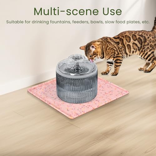 Ptlom Dog Food Mat Anti-Slip Dog Bowl Mats for Food and Water, Waterproof Pet Placemat Prevents Messy Spill to Floor, Silicone Puppy Feeding Tray for Small, Medium and Large Dogs Cats, Pink - color: Donut-Pink, size: 11.8"L x 11.8"W