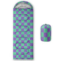 Sleeping Bags for Adults and Kids Backpacking Camping Sleeping Bags for Girls and Boys Lightweight Waterproof Cold/Warm Sleeping Bag for All Season - color: Blud and White Check