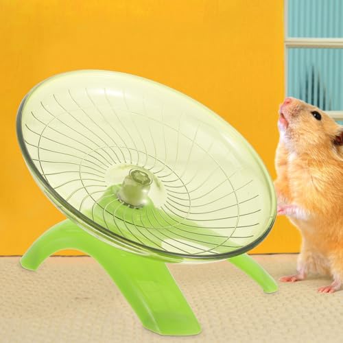 POPETPOP Silent Hamster Running Wheel 7.08-Inch Flying Saucer Exercise Wheel for Hamsters Gerbils & Hedgehogs Low-Noise Pet Toy for Cage Activity Smooth Round Edges Green - color: Light Green