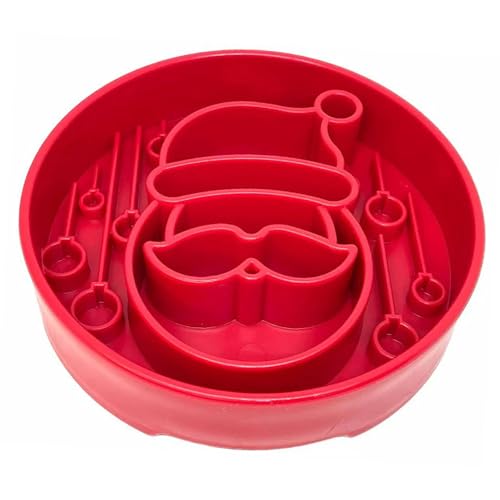SodaPup Santa Enrichment Bowl – Durable Slow Feeder Bowl Made in USA from Non-Toxic, Pet-Safe, Food Safe Material for Mental Stimulation, Slowing Down Eating, Healthy Digestion, & More - color: Red Santa eBowl
