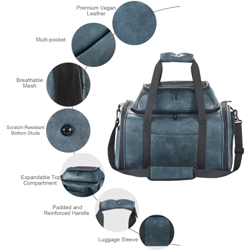 Premium Leather Top Expandable Pet Carrier for Small Dogs & Cats Under 15 lbs, Airline Approved Collapsible Soft-Sided Luxury Travel Bag Blue - color: Blue