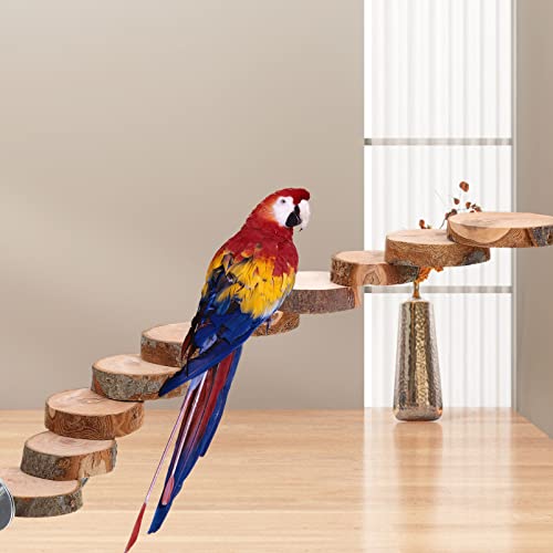 Kisangel Natural Wood Bird Ladder for Cage, Bendable Parrot Perch Bridge, Climbing Toy & Exercise Stand for Small Animals, Budgies, Parakeets, Cockatiels