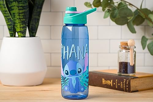 Silver Buffalo Disney Lilo and Stitch Ohana Cute Stitch, Water Bottle, 28oz | Includes Screw-On Lid, 0.83 Liters - color: Cute Stitch Ohana, size: 28 Ounces