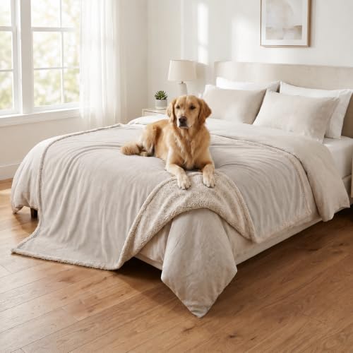 Kritter Planet Waterproof Pet Blanket, Reversible Throw for Dogs and Cats | 50 x 60 Inch, Washable Sofa and Bed Protector, Shields Furniture from Fur, Dirt, Scratches and Everyday Spills - color: Camel/Taupe, size: 60"x50"