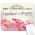 9.5x7.9 Inch Office/Gaming Mouse Pad, Begin Each Day with A Grateful Heart Inspirational Quote Pink Lotus Flowers Painting Design, Motivational Floral Art Cute Anti-Slip Mat for Desk - color: Colorful Pattern Art06