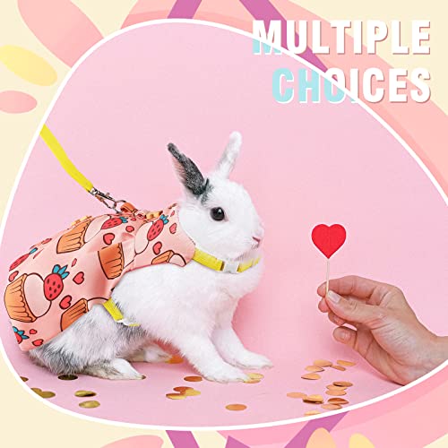 Weewooday 3 Sets Rabbit Bunny Harness and Leash Gift, Cute Bunny Clothes for Rabbits Dress Costume Walking Harness Escape Proof Pet Supply for Hedgehog Ferret Squirrel(Cake, Animal, Pineapple)