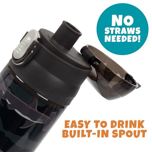Bentology Stainless Steel 13 Oz Reusable Water Bottle for Kids, Shark | Double Wall Insulated, Spill Proof Lid W/Built-in Straw- Keep Liquids Hot or Cold- Easily Fits in Lunch Boxes & Bags - color: Shark
