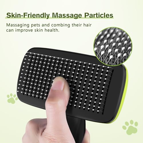 Pecute Skin Friendly Self-Cleaning Slicker Brush for Dog & Cat Shedding | 1 click clean, Lightweight, Undercoat hair removal, For short/long/double/white coats