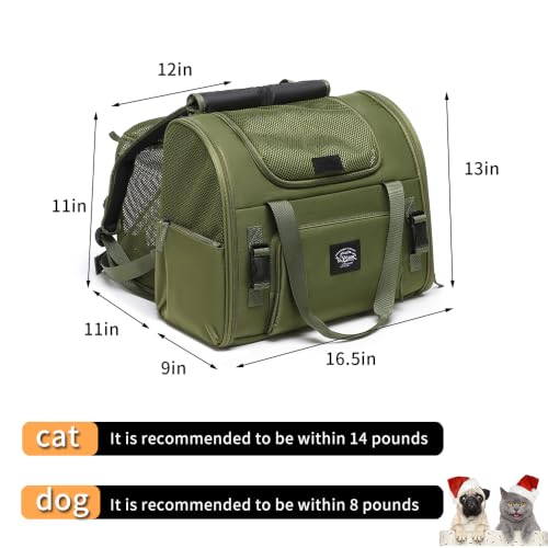 Pet Backpack Carrier for Small Dogs Medium Cats, Puppies,Breathable and Collapsible Design, Portable Travel Bag for Bearded Dragon,Rabbit Cage (Green, Small) - color: green, size: Small