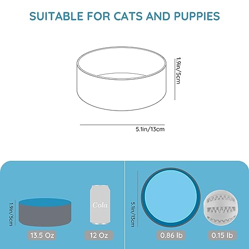 SPUNKYJUNKY 13.5OZ Ceramic Dog and Cat Bowl, Modern Cute Weighted Food Water Bowl for Replacement Blue-Grey (1 Pack) - color: Blue-grey, size: 1.7 CUPS