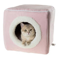 Cat House - Indoor Bed with Removable Foam Cushion - Cat Cave for Puppies, Rabbits, Guinea Pigs, Hedgehogs, and Other Small Animals by PETMAKER (Pink) - color: Pink