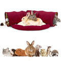 BWOGUE Bunny Tunnel Bed, 2-in-1 Collapsible Rabbit Tunnel Hideout with Mat | Removable Mat for Washing, Ball Toy for Play, Tunnel Tubes for Hiding, Soft Suede Fabric, Cats Rabbits Guinea Pigs - color: Red