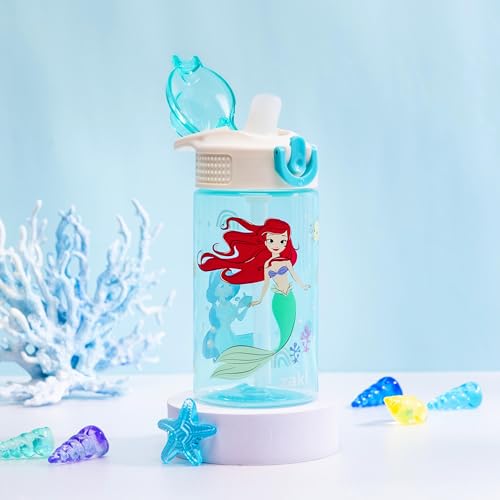 Zak Designs Disney Princess Sage 16oz Leak-Proof Straw Kids Water Bottle - color: Disney Princess (Ariel & Jasmine), size: 16 Ounces