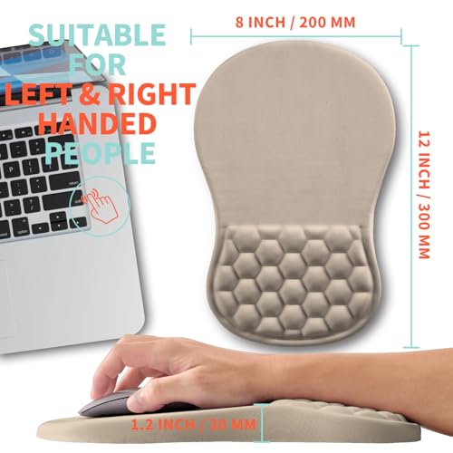 Ergonomic Mouse Pad Wrist Support with Memory Foam Massage Bulge, Carpal Tunnel Pain Relief Mousepad Wrist Rest for Mouse(12x8 inch, Apricot) - color: Kg034-apricot
