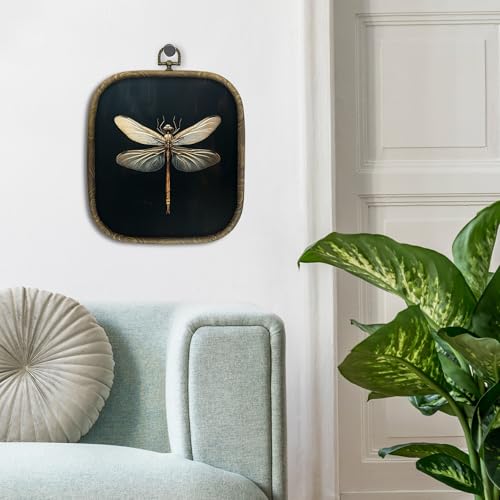 shiviody Vintage Dragonfly Canvas Wall Art Decor, Dark Moody Dragonfly Wall Art, Retro Aesthetic Insect Square Hanging Frame Prints Decorations for Bedroom Living Room Office 6.5"x7.5" - color: Animals-36