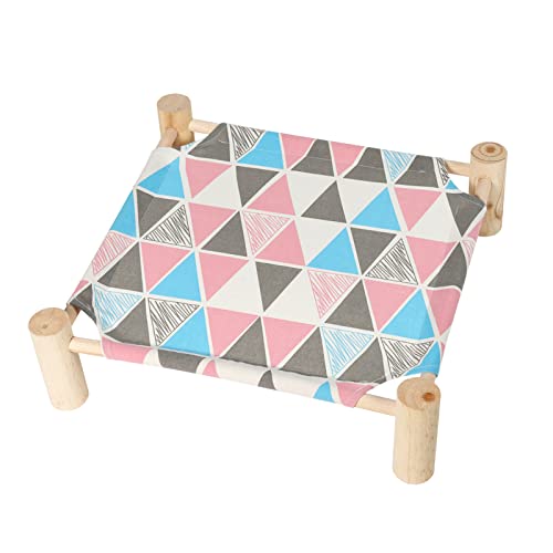 Patas Lague Cat Hammock Bed Small Eleveted Dog Bed 19x19 in Triangle | Brethable Wooden Pet Bed, Cooling Rabbit Cot, Outdoor Cat Furniture For Summer - color: Triangle