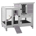 GUTINNEEN Rabbit Hutch Indoor Rabbit Cage with Wire Mesh Floor and Wheels Outdoor Bunny House 2 Story Guinea Pig Cage with Leakproof Asphalt Roof (Higher Version)