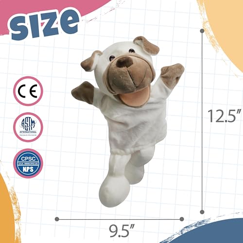 Easfan Puppy Hand Puppet with Movable Mouth Plush Dog Toy for Kids 12.5" | Interactive storytelling, cute soft plush, creativity imagination, easter christmas birthday holiday gift, for toddlers - style: Dog
