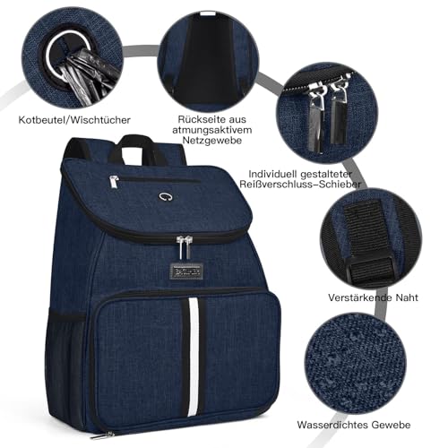 BAGLHER丨Dog Travel Bag, Airline Approved Pet Supplies Backpack, Dog Travel Backpack with 2 Silicone Collapsible Bowls and 2 Food Baskets - color: Dark Blue-A