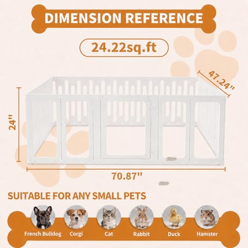 Acrylic Dog Playpen Indoor, Puppy Pens for Small Dogs & Puppies, 19 Panels | Easy Assemble, DIY Flexible Shape Dog Pen with Plastic Fence, Pet Exercise Pin for Small Animals, 24''Tall - size: 24" H