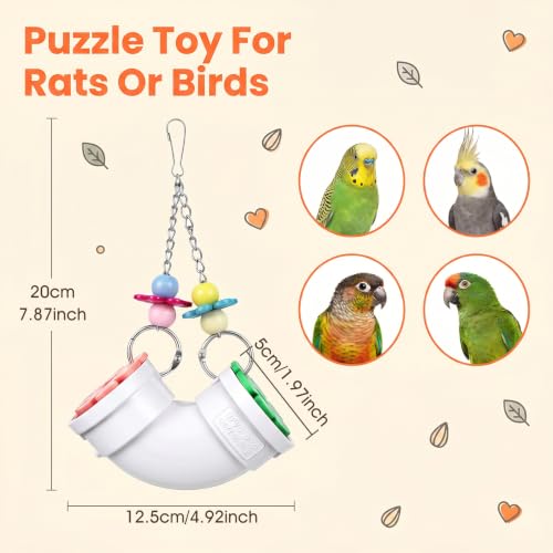 Rat Enrichment Foraging Toy Wide Opening for More Treats | Slow Feeder Hanging Fancy Cage Puzzle Toy for Rats Mice Birds Inspires Foraging Instincts to Relieve Boredom and Keep Healthy