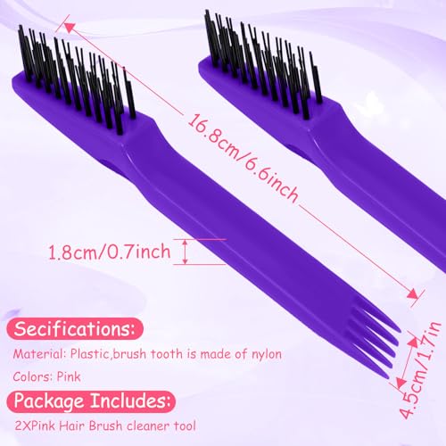 Yaomiao 2 Pcs Hair Brush Cleaner Tool 2-in-1, Purple Hairbrush Cleaner for Removing Hair Dust, Mini Comb for Removing Dirt, Home Salon Use - color: Purple