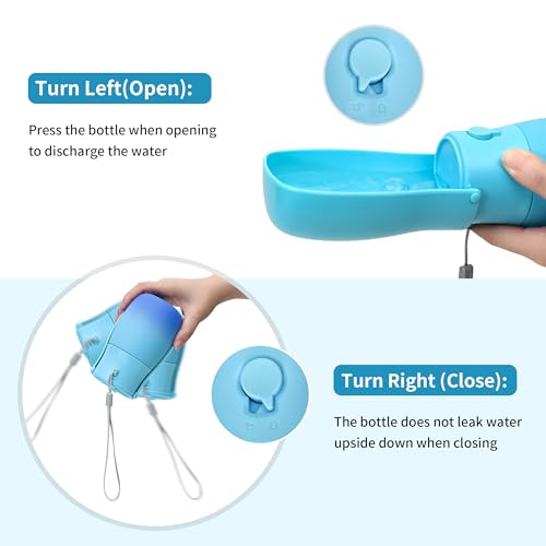 Portable Dog Water Bottle 10oz Blue | Foldable pet water dispenser, food grade plastic, ease to use for outdoor walking, hiking, travel - color: Blue, size: 10OZ