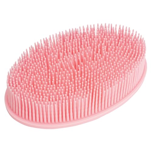 DNC Exfoliating Silicone Body Scrubber Shower Bath Body Brush Easy to Clean, Lathers Well, Eco Friendly (Pink) - color: Pink