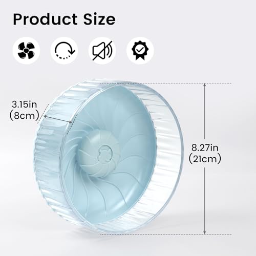 8 inch Silent Hamster Wheel, Stand-Free Cage Spinner, Blue | Stand-Free Cage Installation, Smooth-Rotating Exercise Wheel for Hamsters, Mice and Other Small Pets - color: Blue Without Stand, size: 8in