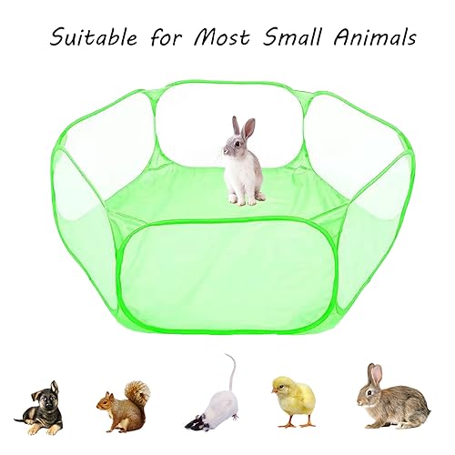 Small Animals Playpen, Portable Pop-up Open Interactive Pet Tent, Indoor Outdoor Fence for Rabbits, Guinea Pig, Hamster, Chinchillas, Kittens, Puppies - color: Green