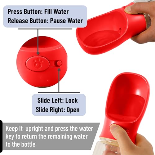 Mr. Pen- Portable Dog Water Bottle, 19 oz, Large | Leak Proof Puppy Water Dispenser with Drinking Feeder for Pets, Outdoor Walking, Hiking, Travel, Not Dishwasher Safe - color: Red