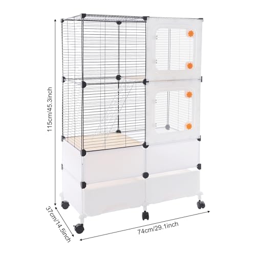 Animal Cage, 3 Tier Pet Play Paradise Large Capacity Pet Cage Ferret Cage Chinchilla Cage Small Animal Habitat for Squirrels, Sugar Gliders, Chinchillas, Degus, Hamsters (Black) - color: Black
