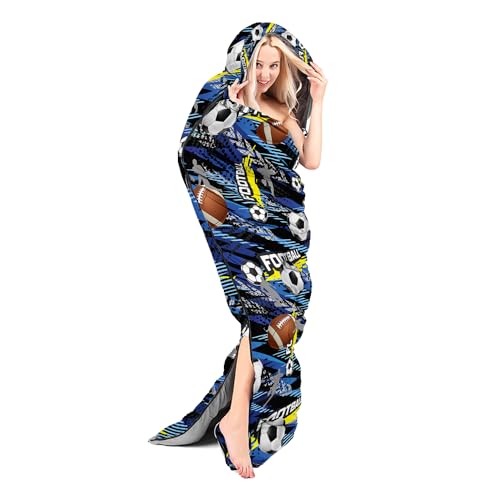 Sleeping Bags for Adults and Kids Backpacking Camping Sleeping Bags for Girls and Boys Lightweight Waterproof Cold/Warm 3-Season - color: Rugby Football