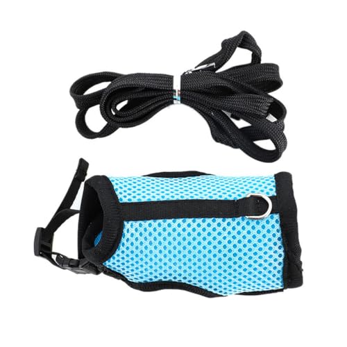 Rabbit Harness and Leash Set Bunny Clothes Guinea Pig Mesh Vest Blue L | Bunny Leash Rabbit Harness Set Adjustable Clothes Escape Proof Walking Small Animal Pets Rat Squirrel Ferret Harness L - color: Blue, size: L Chest 7.8-11.8",For Adult Rabbits