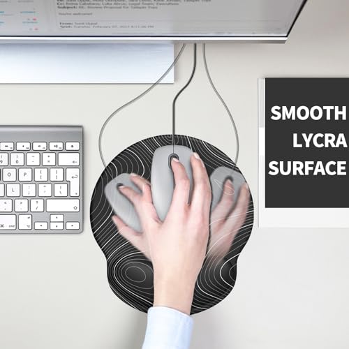 Mouse Pad with Wrist Rest, Comfortable Computer Mousepad with Gel Wrist Support Smooth Surface and Non-Slip PU Base for Pain Relief, Laptop, Office & Home (Black Line) - color: Black Line