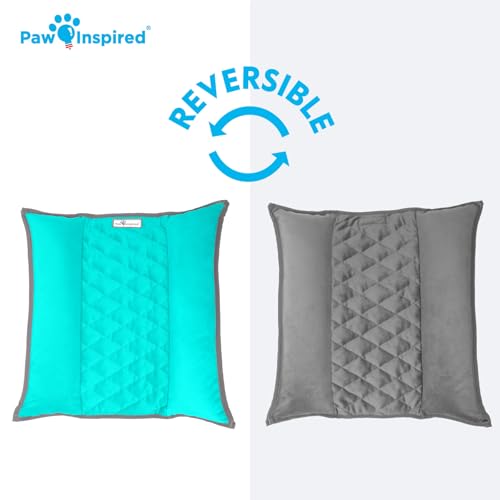Paw Inspired Snuggle Bunny Bolster Bed, Gray/Green, 17x17 Inch | Reversible Flop Mat, Ultra-Soft Fleece Bedding with Padded Sides for Rabbits, Cats, Dogs, Small Pets and Animals - color: Gray/Green