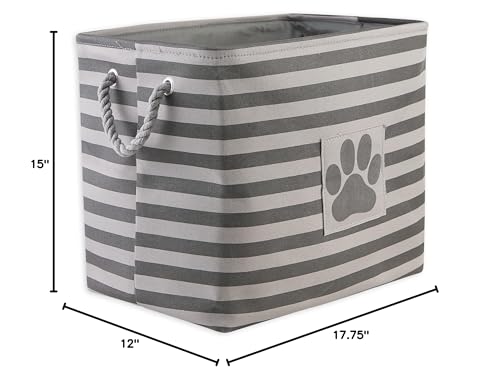 Bone Dry Pet Storage Collection Striped Paw Patch Bin, Large Rectangle, Gray - color: Gray, size: Large Rectangle