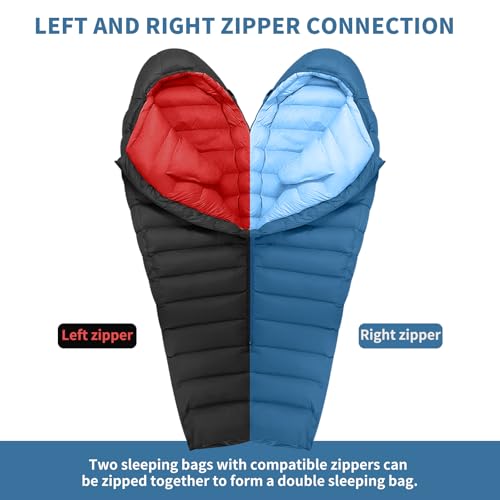 0 Degree Down Sleeping Bag for Adults,Cold Weather Backpacking | 650 Fill Power Down, 4-Season Use, Large Lightweight Compact Carry, Camping Hiking Backpacking - color: 1000g-Blue