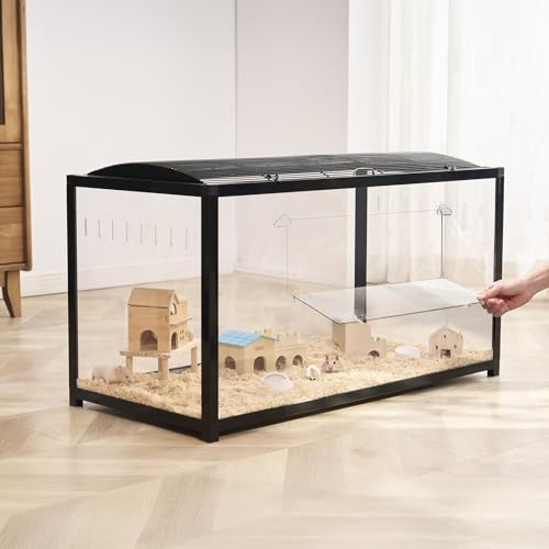 VEVOR Hamster Cage, 360 Viewing Transparent Hamster Habitats, Small Animal Cage - size: 37.8"L x 18.5"W x 21.7"H