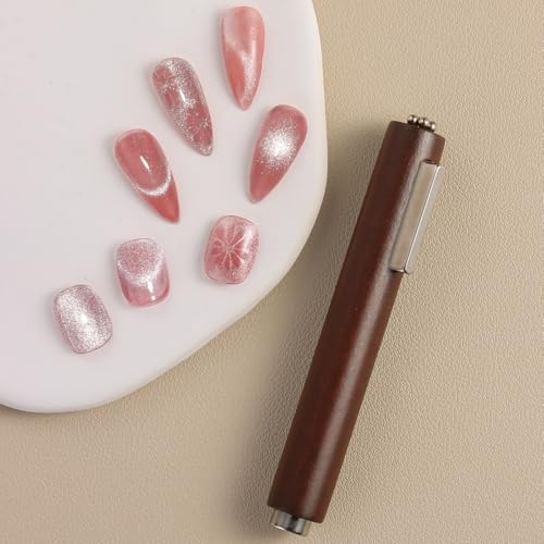 3 in 1 Cat Eye Nail Magnet Tool Set, Wooden Handle Cat Eye Gel Nail Polish Magnet Pen with 4 PCS Rabbit Shape Nails Magnetic 2 PCS Y Shape Clippers Heart Magnetic, Nails Art DIY Tool at Home - color: 7pcs
