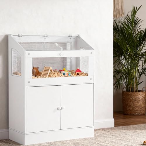 GarveeLife Hamster Cage with Storage Cabinet, Guinea Pig Cage for Small Animals,Large Hamster Cage with Easy View Acrylic Panels,for Rat, Guinea Pig, Hedgehog, Gerbil | Guinea Pig Cage for Small Animals,Large Hamster Cage for Rat, Guinea Pig, Hedgehog, Ge